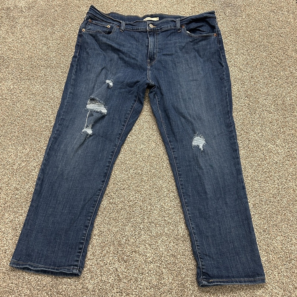 Levi's Boyfriend Jeans Womens 34 Med Wash Blue Distressed Denim Pants 5-Pocket